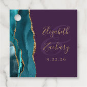 Agate Geode Script Aquamarin Gold Lila Hochzeit Geschenkanhänger (Vorderseite)