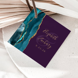 Agate Geode Script Aquamarin Gold Lila Hochzeit Geschenkanhänger