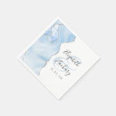 Agate Geode Script Baby Blue Silver Wedding Serviette (Ecke)