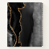 Agate Geode Script Black Gold Dark Wedding Guest Notizblock (Rückseite)