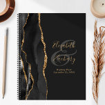 Agate Geode Script Black Gold Dunkle Hochzeitsplän Planer<br><div class="desc">Dieser moderne Hochzeitsplaner besticht durch ein schwarzes Aquarell-Design, das mit Imitaten mit goldenem Glitzer bestickt wurde. Anpassen Sie den goldfarbenen Text einfach auf einem schwarzen Hintergrund, mit den Namen der Braut und des Bräutigams in handschriftlicher Kalligrafie über einen großen, kohlegrauen Ampersand. Fügen Sie den Titel und das Hochzeitdatum unten in...</div>