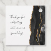 Agate Geode Script Black Gold Wedding Geschenkanhänger (Rückseite)