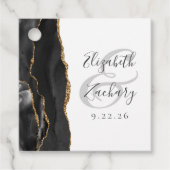 Agate Geode Script Black Gold Wedding Geschenkanhänger (Vorderseite)