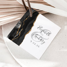 Agate Geode Script Black Gold Wedding