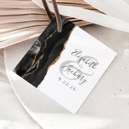 Agate Geode Script Black Gold Wedding Geschenkanhänger