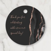 Agate Geode Script Black Rose Gold Dark Wedding Geschenkanhänger (Rückseite)