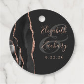 Agate Geode Script Black Rose Gold Dark Wedding Geschenkanhänger (Vorderseite)