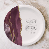 Agate Geode Script Burgundy Gold Blush Pappteller
