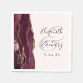 Agate Geode Script Burgundy Gold Blush Wedding Serviette (Vorderseite)