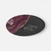 Agate Geode Script Burgundy Gold Dark Pappteller (Schrägansicht)