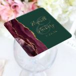 Agate Geode Script Burgundy Gold Green Wedding Rechteckiger Pappuntersetzer<br><div class="desc">Dieses elegante,  moderne Hochzeitsgeschenk-Untersetzer besticht durch ein bordeauxfarbenes Aquarellbild mit vergoldetem Imitat-Glitzer. Anpassen Sie den goldfarbenen Text einfach auf einem smaragdgrünen Hintergrund,  mit den Namen der Braut und des Bräutigams in handgeschriebener Kalligrafie über einen großen Ampersand.</div>