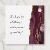 Agate Geode Script Burgundy Gold Wedding Geschenkanhänger (Rückseite)