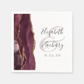 Agate Geode Script Burgundy Gold Wedding Serviette (Vorderseite)