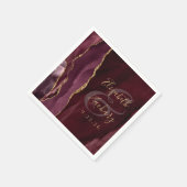 Agate Geode Script Burgundy Gold Wedding Serviette (Ecke)