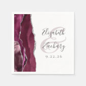 Agate Geode Script Burgundy Silver Wedding Serviette (Vorderseite)