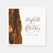 Agate Geode Script Burnt Orange Gold Wedding Serviette (Vorderseite)