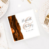 Agate Geode Script Burnt Orange Gold Wedding Serviette