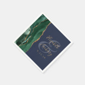 Agate Geode Script Emerald Green Gold Navy Hochzei Serviette (Ecke)