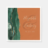 Agate Geode Script Emerald Green Gold Rust Wedding Serviette (Vorderseite)