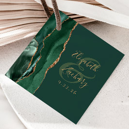 Agate Geode Script Emerald Green Gold Wedding Geschenkanhänger