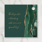 Agate Geode Script Emerald Green Gold Wedding Geschenkanhänger (Rückseite)