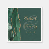 Agate Geode Script Emerald Green Gold Wedding Serviette (Vorderseite)