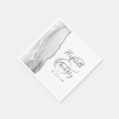 Agate Geode Script Gray Silver Wedding Serviette (Ecke)