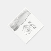 Agate Geode Script Gray White Silver Wedding Serviette (Ecke)