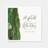 Agate Geode Script Hunter Green Gold Wedding Serviette (Vorderseite)