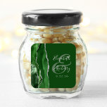 Agate Geode Script Hunter Green Silver Wedding Quadratischer Aufkleber<br><div class="desc">Dieser moderne Hochzeitsaufkleber ist mit einem grünen Aquarellfarben-Geoddesign bestickt mit Imitaten silbernen Glitzer. Der silbergraue Text auf einem grünen Hintergrund des Jägers lässt sich leicht anpassen,  wobei die Namen der Braut und des Bräutigams in handschriftlicher Kalligraphie über einen großen Ampersand verteilt sind.</div>