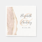 Agate Geode Script Ivory Gold Wedding Serviette (Vorderseite)