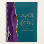 Agate Geode Script Lila Gold Aquamarine Hochzeitsp Planer (Vorderseite)