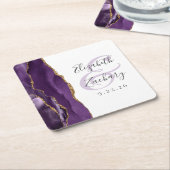 Agate Geode Script Lila Gold Wedding Rechteckiger Pappuntersetzer (angewinkelt)