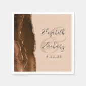 Agate Geode Script Mocha Brown Gold Tan Wedding Serviette (Vorderseite)