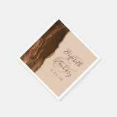 Agate Geode Script Mocha Brown Gold Tan Wedding Serviette (Ecke)
