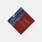 Agate Geode Script Navy Blue Gold Burgundy Wedding Serviette (Ecke)