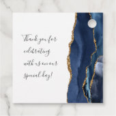 Agate Geode Script Navy Blue Gold Hochzeit Geschenkanhänger (Rückseite)