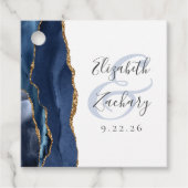 Agate Geode Script Navy Blue Gold Hochzeit Geschenkanhänger (Vorderseite)