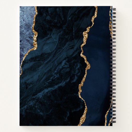 Agate Geode Script Navy Blue Gold Wedding Gast Notizblock (Rückseite)