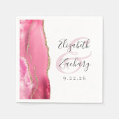 Agate Geode Script Pink Gold Wedding Serviette (Vorderseite)