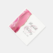 Agate Geode Script Pink Gold Wedding Serviette (Ecke)