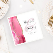 Agate Geode Script Pink Gold Wedding Serviette