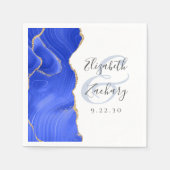 Agate Geode Script Royal Blue Gold Wedding Serviette (Vorderseite)