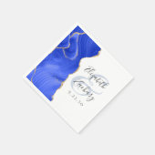 Agate Geode Script Royal Blue Gold Wedding Serviette (Ecke)