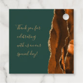 Agate Geode Script Rust Gold Dark Green Wedding Geschenkanhänger (Rückseite)