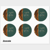 Agate Geode Script Rust Gold Green Wedding Runder Aufkleber (Blatt)