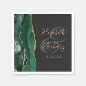 Agate Geode Script Smarald Green Gold Dark Wedding Serviette (Vorderseite)
