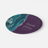 Agate Geode Silver Script Purple Wedding Pappteller (Schrägansicht)