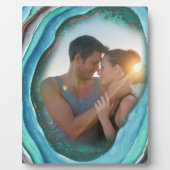 Agate Geode Turquoise Blue Green and Copper Foto Fotoplatte (Vorderseite)