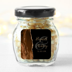 Agate-Geoden-Schrift Mocha-Braun Gold Schwarz Hoch Quadratischer Aufkleber